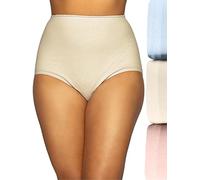 Vanity Fair Women's High Waisted Underwear, Full Coverage Ladies Panties, Perfectly Yours Briefs, Cotton-Pink/Candleglow/Blue, 9 (Pack of 3)