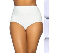 Vanity Fair Women's High Waisted Underwear, Full Coverage Ladies Panties, Perfectly Yours Briefs, Cotton-Star White/Star White/Star White, 8 (Pack of 3)