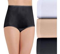 Vanity Fair Women's High Waisted Underwear, Full Coverage Ladies Panties, Perfectly Yours Briefs, Nylon - White/Black/Neutral, 10