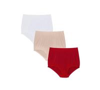 Vanity Fair Women's High Waisted Underwear, Full Coverage Ladies Panties, Perfectly Yours Briefs, Nylon - Legacy Red/ Fawn/Glacier White, 10