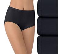 Vanity Fair Women's Illumination Brief Panties, Silky Stretch & Satin Trim Slip, Black Multi, 36 (Pack of 3)