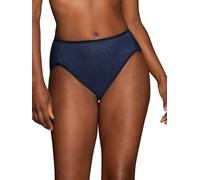 Vanity Fair Women's Illumination Hi Cut Panties, Silky Stretch & Satin Trim Briefs, Ghost Navy, 10