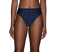 Vanity Fair Women's Illumination Hi Cut Panties, Silky Stretch & Satin Trim Briefs, Ghost Navy, 8