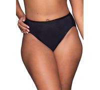 Vanity Fair Women's Illumination Hi Cut Panties, Silky Stretch & Satin Trim Briefs, Midnight Black, XXX-Large / 10