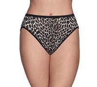Vanity Fair Women's Illumination Hi Cut Panties, Silky Stretch & Satin Trim Briefs, Modern Leopard Print, XX-Large