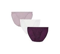 Vanity Fair Women's Illumination String Bikini Panties, Silky Stretch & Satin Trim Style Underwear, 3 Pack-Sangria/Earthy Grey/White, 7 (Pack of 3)