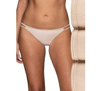 Vanity Fair Women's Illumination String Bikini Panties, Silky Stretch & Satin Trim Style Underwear, 3 Pack-Rose Beige, 7 (Pack of 3)