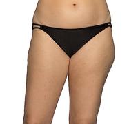 Vanity Fair Women's Illumination String Bikini Panties, Silky Stretch & Satin Trim Style Underwear, Midnight Black, X-Large (8)