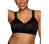Vanity Fair Women's Medium Impact Sports Bras, Breathable, Moisture Wicking, Padded Cups Up to DDD, Opaque, Wireless-Black, 40B