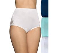 Vanity Fair Women's Perfectly Yours Traditional Nylon Brief Panties, Lace-3 Pack-Navy/Azure/White, 6