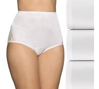 Vanity Fair Women's Perfectly Yours Traditional Nylon Brief Panties, Lace - 3 Pack - Star White, 7