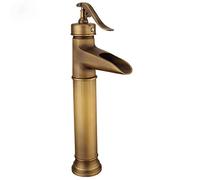 Vanity Faucet Antique Waterfall tap Bathroom Single Hole faucets for Sink Brass for,Black A(Antique A)