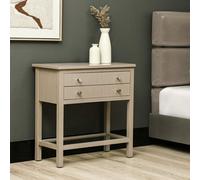 Vanity Living 2 Drawer Modern Bedside Table With Clear Glass Shelf, 60Cm Wooden Storage Cabinet, Console Table