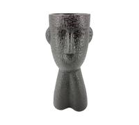 VANITY LIVING 32.5cm Black Textured Face Ceramic Vase - Modern Decorative Sculpture Style Vase for Living Room, Office & Table Décor