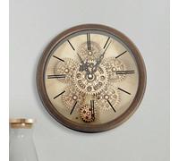 Vanity Living Garley Living Room Round Wall Clock With Metal Frame, Glass Front Gear Wall Clock