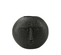 VANITY LIVING Gold Textured Round Face Ceramic Vase - Modern Decorative Sculpture for Tabletop, Shelf, Entryway & Office Home Décor (Black)