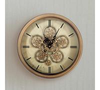 Vanity Living Ormiston Living Room Round Wall Clock With Metal Frame, Glass Front Gear Wall Clock