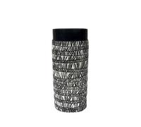 Vanity Living Set Of 2 40Cm Black And Pearl White Patterned Polyresin Vase, Modern Decorative Vase For Living Room