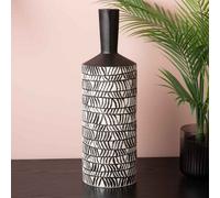 Vanity Living Set Of 2 49.5Cm Black And White Polyresin Vase, Modern Decorative Floor & Table Vase For Living Room