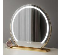 Vanity Makeup Mirror with Led Lights, 3 Color Dimmable Hollywood Tabletop Makeup Mirror Round 300° Rotating Vanity Mirror(Gold,30 cm)