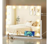 Vanity Makeup Mirror with Lights, Charging Ports, 14 LED Bulbs - White