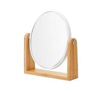 Vanity Makeup Mirror with Natural Bamboo Stand, 8 Inch Double Sided 3X Magnification Swivel Mirror for Bathroom & Desk