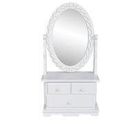 Vanity Makeup Table with Oval Swing Mirror MDF Home Dressing Furniture vidaXL