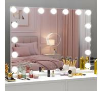 Vanity Mirror, Dressing Table Mirror with Lights, Bluetooth Music Mirror, 58 * 46 * 5.5 cm Light Up Make Up Vanity Mirror with Smart Touch 3 Colors Dimmable, Dressing Table,USB Charging Port, White