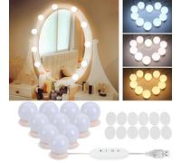Vanity Mirror Lights,Hollywood Style Led Light Kit with 10 Dimmable Bulbs,USB Cable Vanity Lights for Mirror with 3 Color Modes & 10 Adjustable Brightness (Mirror & USB Charger Not Include)