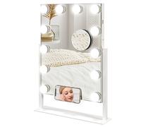 Vanity Mirror White Glass & Metal 36.5x45.5cm LED Magnifier USB Phone 360deg LED