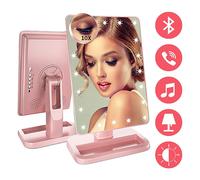 Vanity Mirror with Bright Led Lights, Touch Sensor Dimming & Detachable Magnifying Mirror, Durable Design, 180 Degree Rotation, Portable for Women