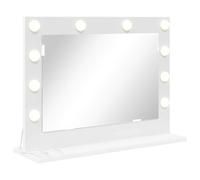 Vanity Mirror with LED Strip Lights Glass and Engineered wood Bedroom vidaXL