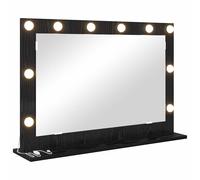 Vanity Mirror with LED Strip Lights Glass and Engineered wood Bedroom vidaXL