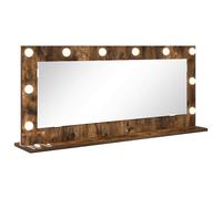 Vanity Mirror with LED Strip Lights Glass and Engineered wood Bedroom vidaXL