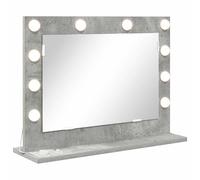 Vanity Mirror with LED Strip Lights Glass and Engineered wood Bedroom vidaXL