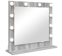 vidaXL Vanity Mirror Rectangular Artisan Oak 70 x 50 x 18 cm, Elegant Bedroom Mirror, Contemporary Style, LED Vanity Lighting, Reflective Decor, Glass Stand, Grooming Piece, Indoor Use
