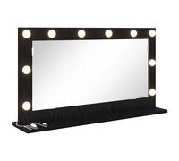 Vanity Mirror with LED Strip Lights Glass and Engineered wood Bedroom vidaXL