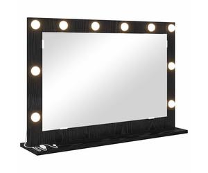 Vanity Mirror with LED Strip Lights Glass and Engineered wood Bedroom vidaXL