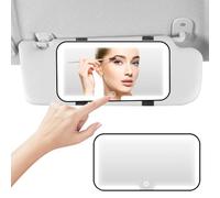 Vanity Mirror with Lights - 3 Color Temperature Sun Visor Makeup Mirror with Touch Control, Rechargeable Car Interior Accessory (Black)