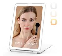 Vanity Mirror with Lights,Compact Travel Makeup Mirror,Light Up Mirrors for Dressing Table, Makeup Mirrors with Light, Bedroom Accessories for Women,Rechargeable and Folding ,Brightness Adjustable