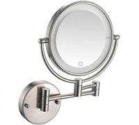 Vanity Mirror with Lights, Makeup Mirror 8inch Round Cosmetic Mirror Wall Mount Double Sided Bathroom Mirror Shaving in Bedroom Powered by Plug,Rose d_5X (Nickel 3x)
