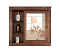Vanity Mirrors Medicine Cabinet With Mirror American Style Bathroom Cabinet Mirror Cabinet Storage Cabinet Wall Cabinet Customizable Color (Color : Brown(right), Size : 70 * 80 * 15cm)
