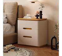 Vanity Nightstand, Three-drawer Nightstand, Compact Footprint, Scratch-resistant and Durable, Impact-resistant Design, Ideal for Small Bedrooms and Home Offices(Khaki,NATURAL_45CM/17.7IN)