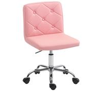 HomCom Modern Vanity Computer Desk Chair – Rolling Wheels – Pink