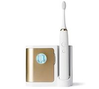 Vanity Planet Elements Ultrasonic Electric Toothbrush - Gold - Advanced Oral Care with UV Sanitizing Charger Base with 3 Replacement Heads - 99.9% Effective Keeping Your Teeth Clean