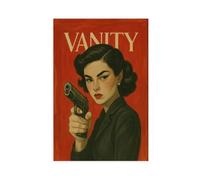Vanity Red Femme Fatale - Bold Retro Feminist Noir Canvas Poster Bedroom Decor Landscape Office Room Decor Gift 16x24inch(40x60cm)