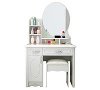 Vanity Set with Illuminated Mirror Makeup Desk Table with Storage Drawers & Stool Stylish Vanity Makeup Station for Home Bedroom & Dressing Room