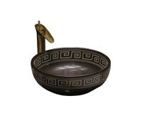 Vanity Sinks Art Round Antique Ceramic Hand Wash Basin High-Grade Bathroom Sink Single (42 * 42 * 15cm)