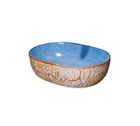Vanity Sinks Ceramic Art Above Counter Basin Retro Lotus Texture Bathroom Sink (Single Basin)
