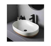 Vanity Sinks Ceramic Outdoor Indoor Bathroom Vintage Pedestal Basin with Accessories Patio Washbasin Large Oval Shaped